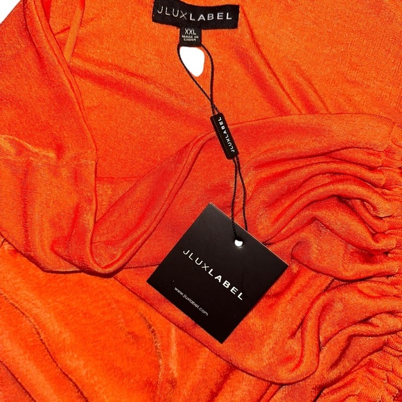 NWT JLUXLABEL Women’s Orange Strapless Ruched Side-Slit Dress - Size XXL - Picture 2 of 8